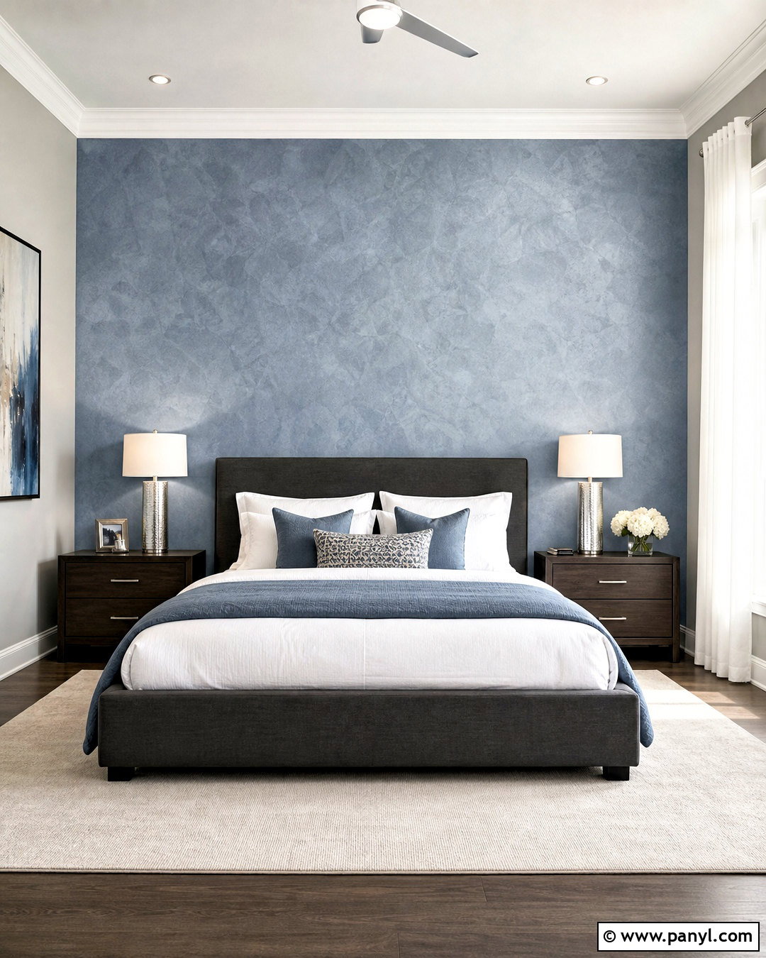 Blue Gray Venetian Plaster Wall - 20 bedroom texture paint wall ideas