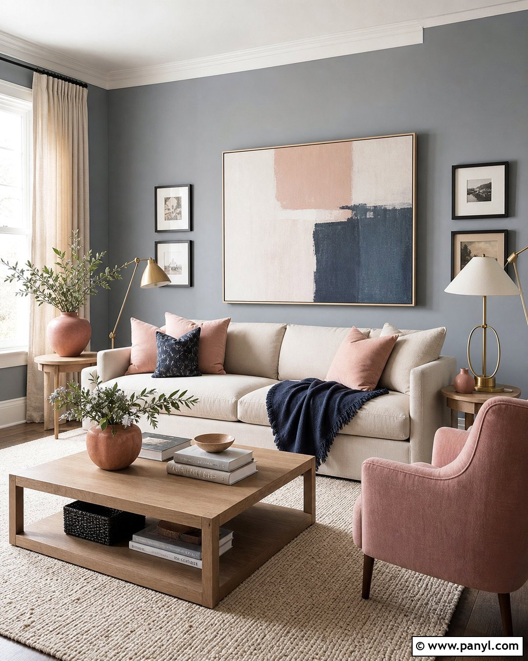 Blue Gray Walls With Blush Accents - 30 blue gray walls