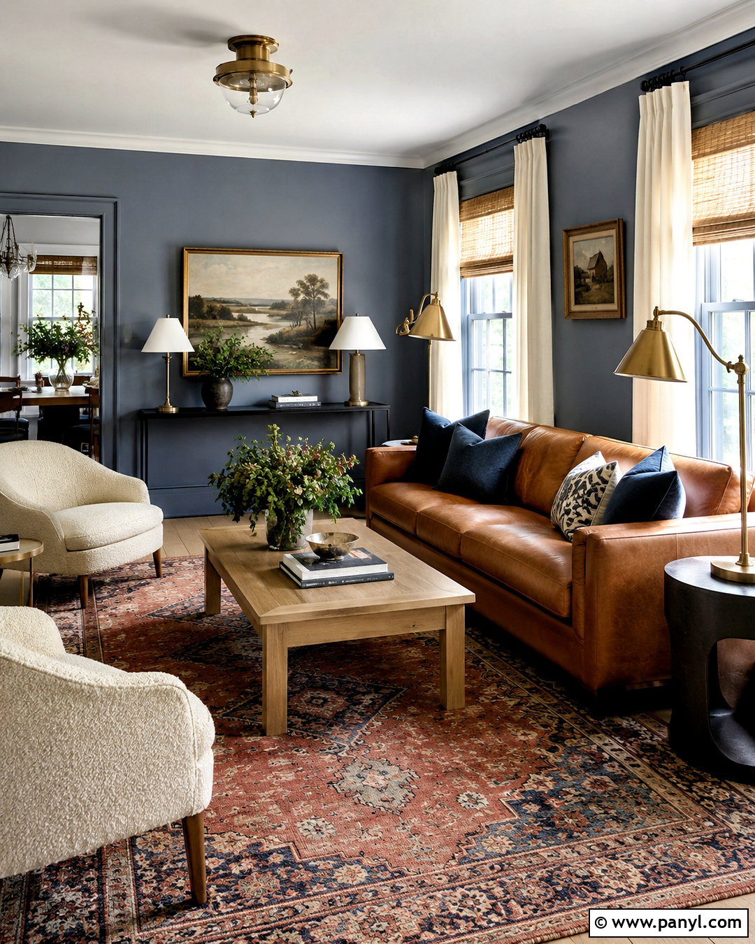 Blue Gray Walls With Cognac Leather - 20 blue gray living room walls