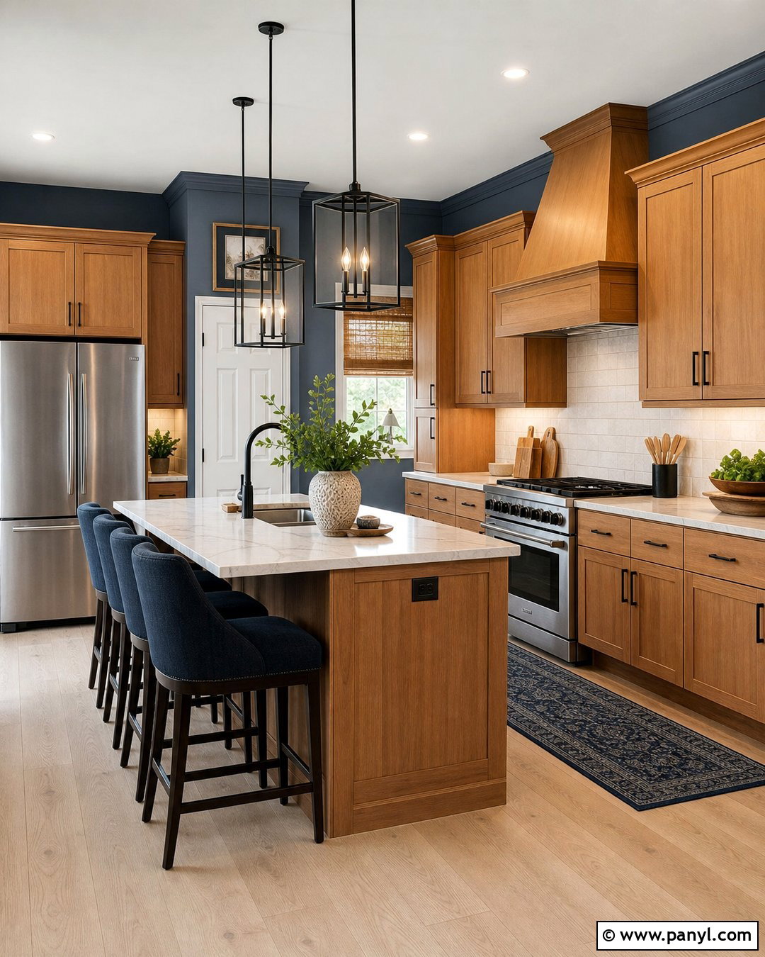 Blue Gray Walls With Honey Oak Cabinets - 35 honey oak kitchen cabinets wall color ideas