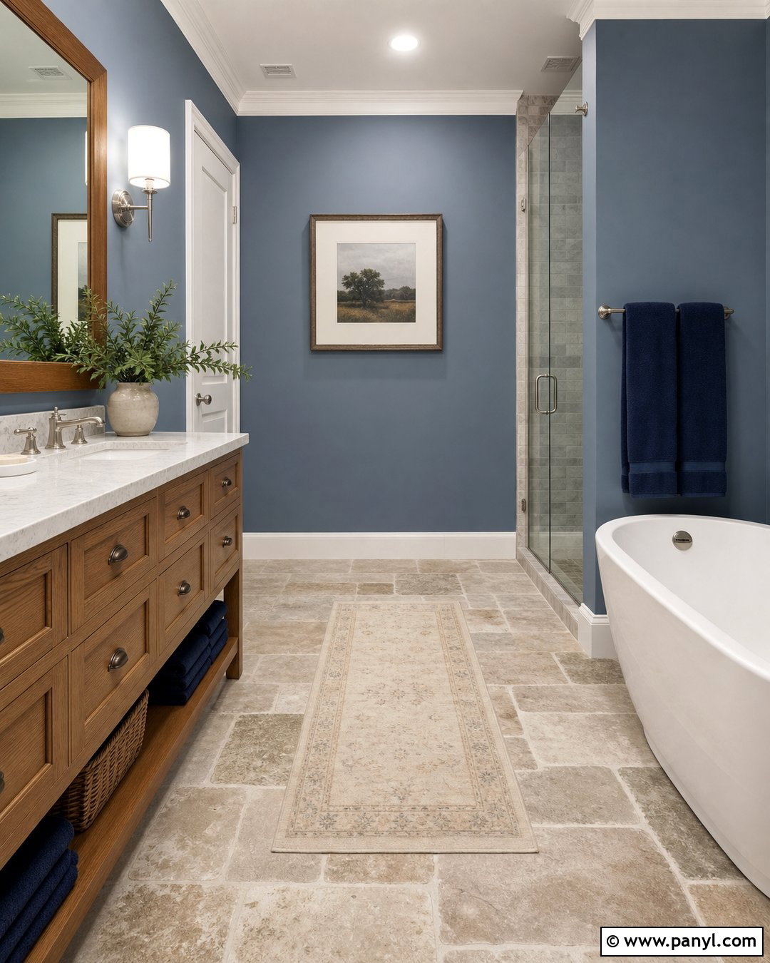 Blue Gray Walls With Natural Stone Floors - 25 Wall Floor Color Combination Ideas