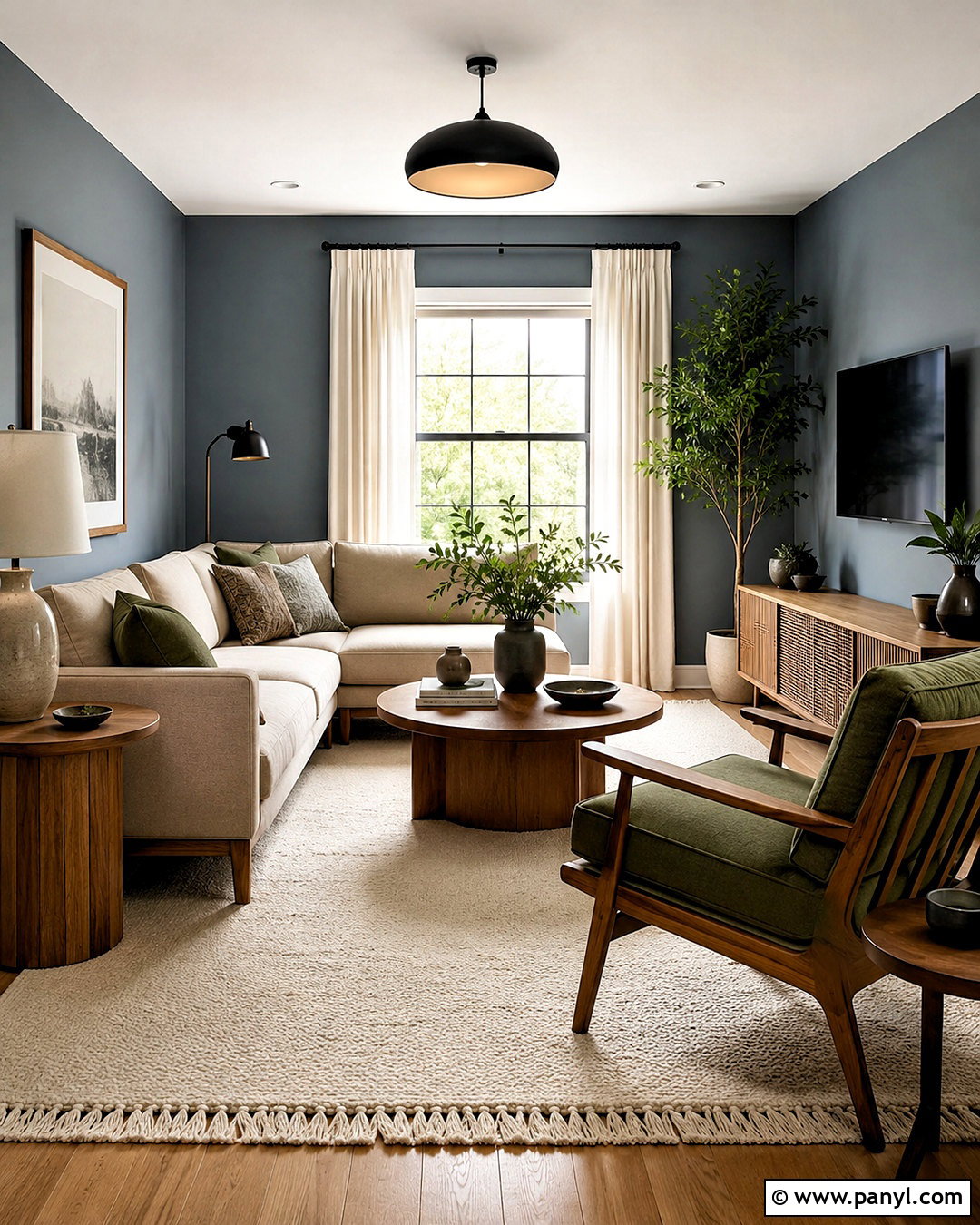 Blue Gray Walls With Natural Wood Furniture - 20 blue gray living room walls