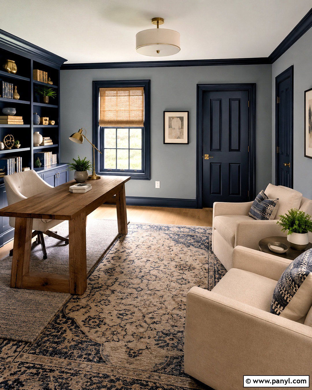 Blue Gray Walls With Navy Doors - 35 Wall And Door Color Combination Ideas