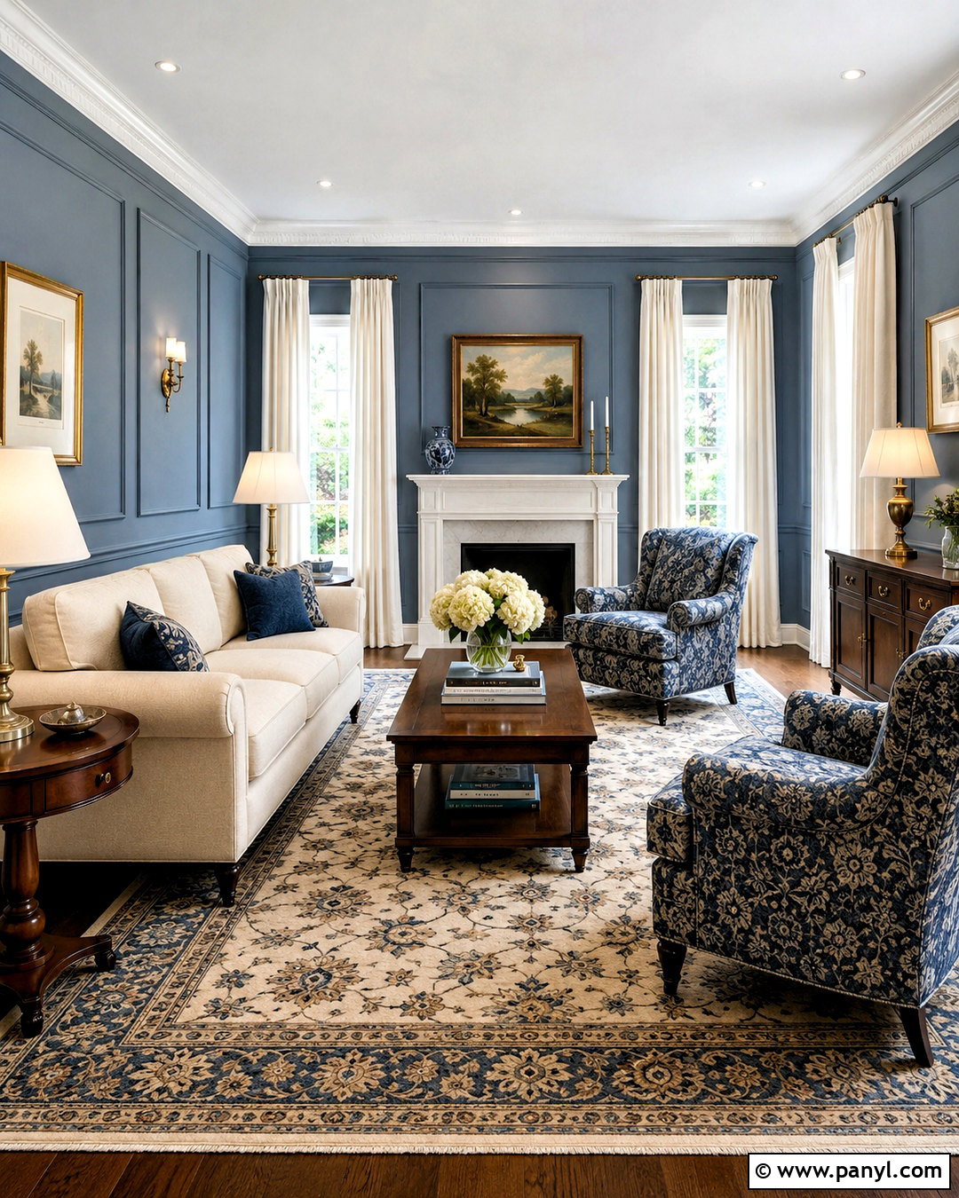 Blue Gray Walls With Picture Frame Molding - 20 blue gray living room walls