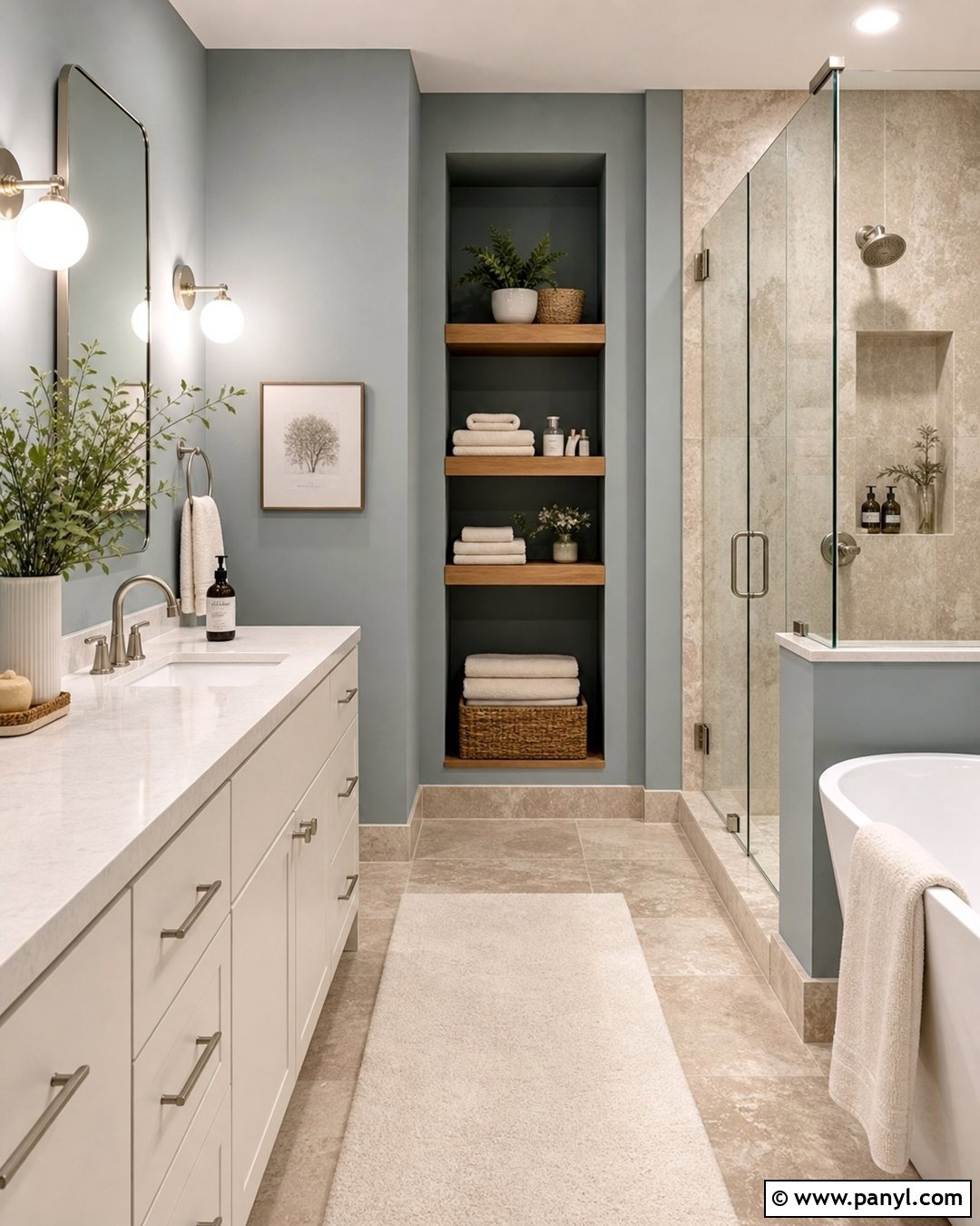 Blue Gray Walls With Travertine Floors - 20 Best Wall Color For Travertine Floors