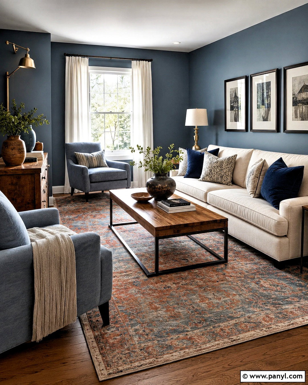 Blue Gray Walls With Warm Wood - 20 blue wall living room ideas