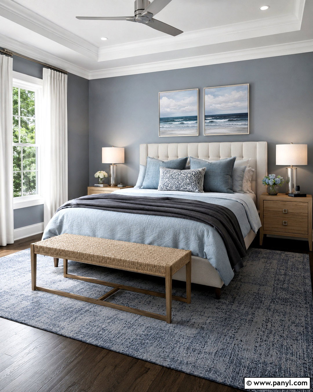 Blue Gray Walls With White Trim Bedroom - 20 White Trim With Gray Walls