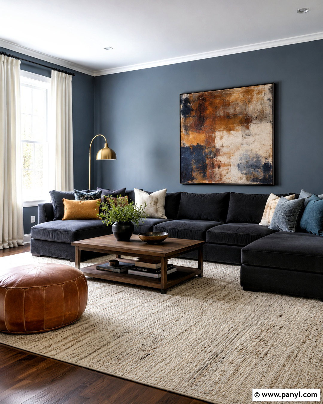 Blue Gray Walls With a Charcoal Sofa - 20 blue gray living room walls