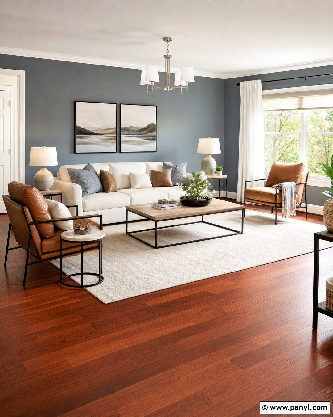 Blue Gray With Cherry Wood Floors - 20 cherry wood floors color schemes