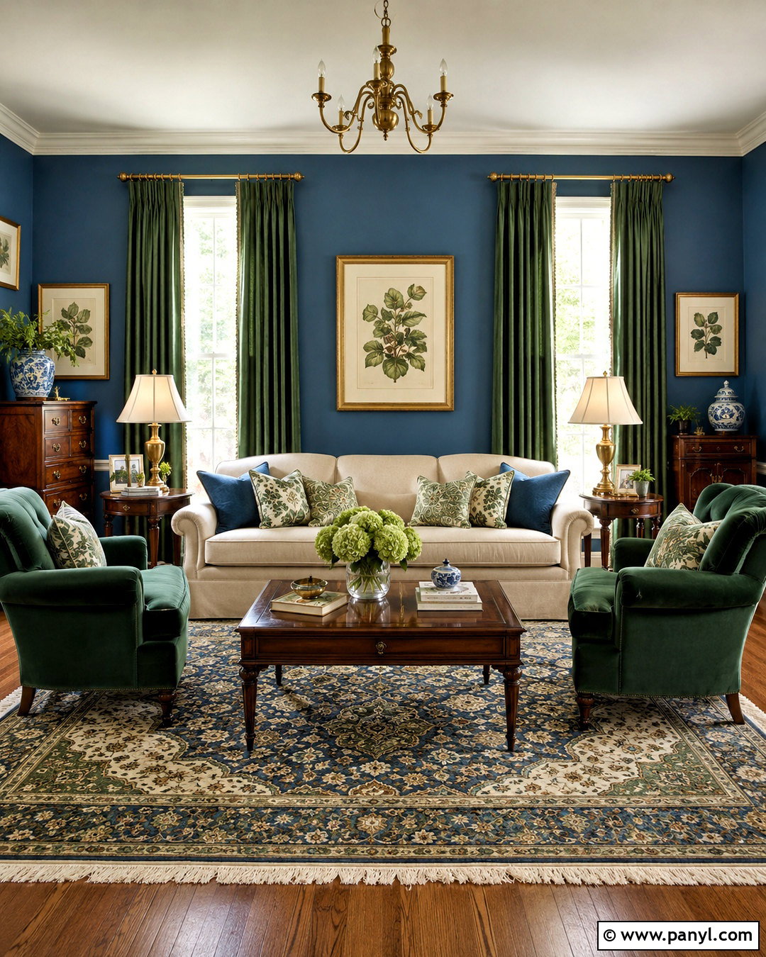 Blue Green And Cream Traditional Living Room - 20 blue and green living room color scheme ideas