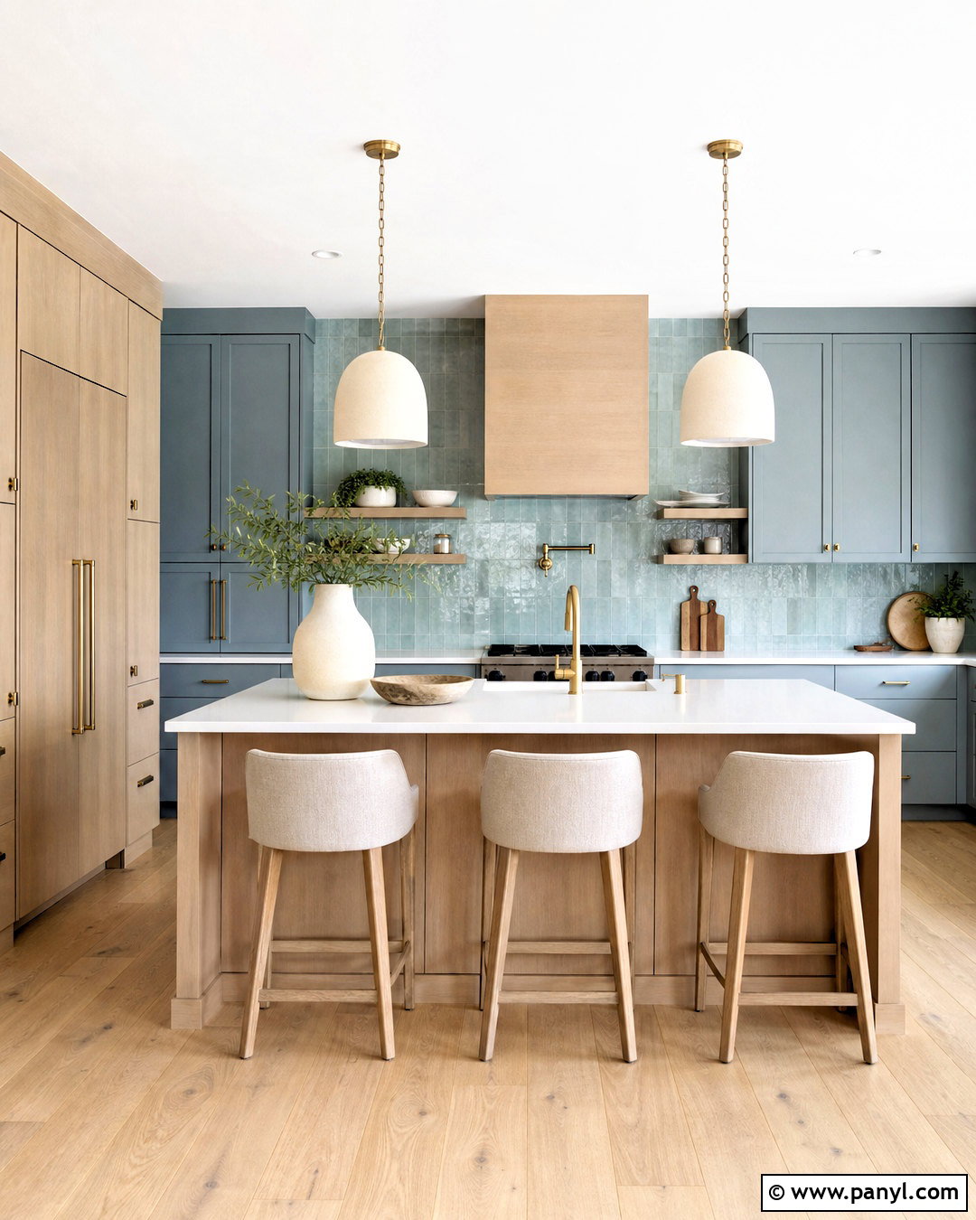 Blue Green And Light Oak Kitchen - 20 kitchen color combinations ideas