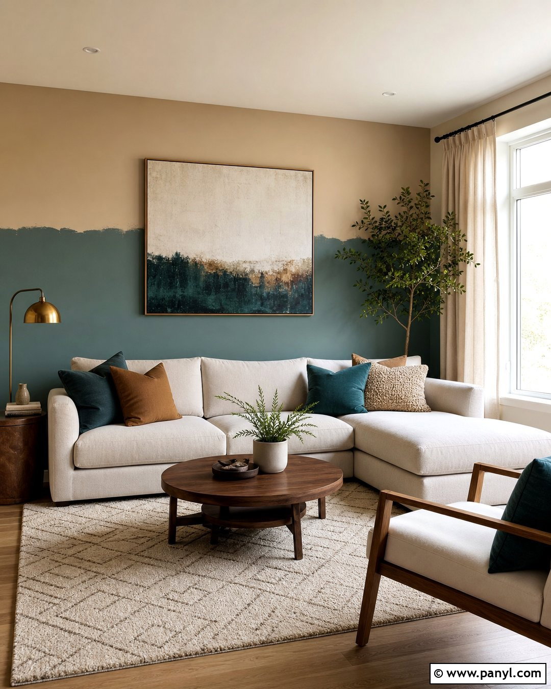 Blue Green And Warm Beige Half Painted Walls - 35 half and half painted walls
