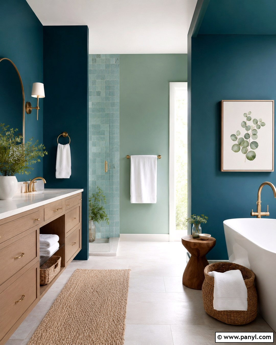 Blue Green Bathroom Walls - 20 Each Wall Different Color Ideas