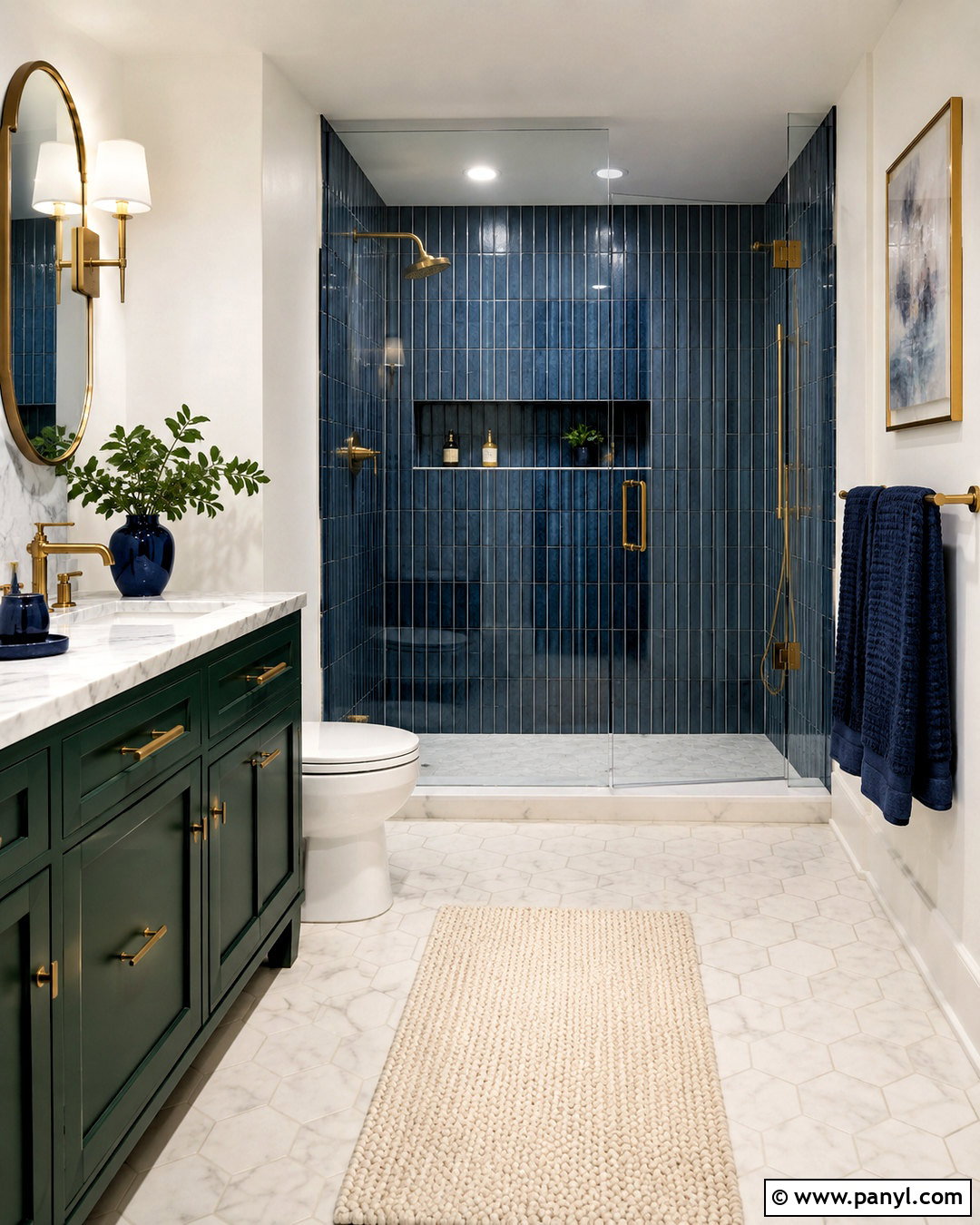 Blue Green Bathroom With Brass Fixtures - 20 blue green bathrooms