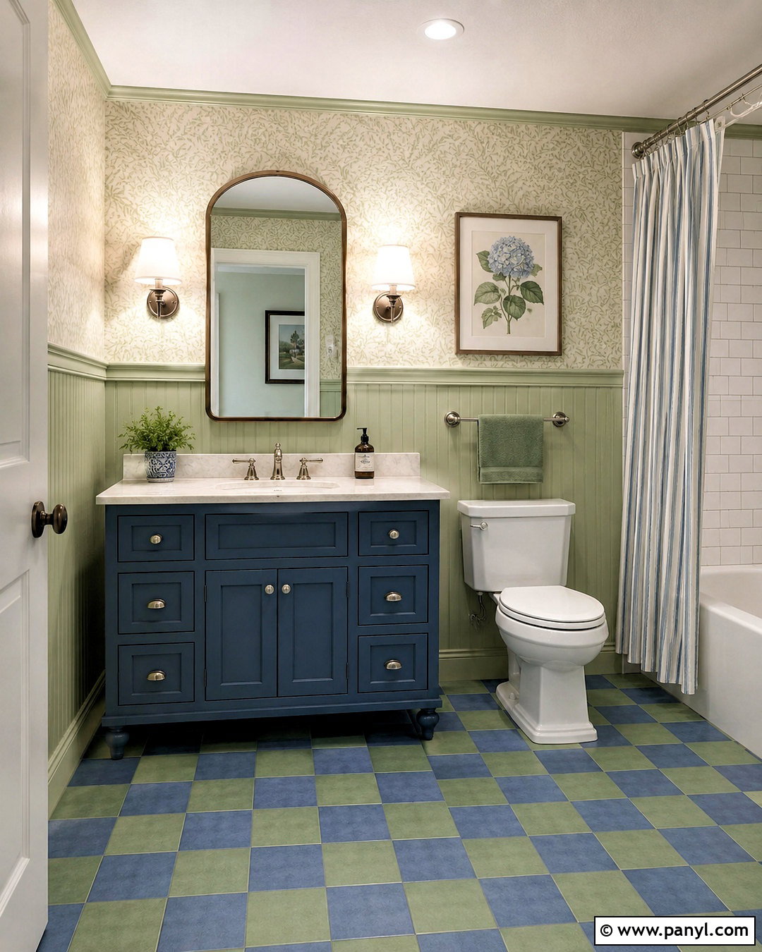 Blue Green Bathroom With Checkerboard Tile - 20 blue green bathrooms