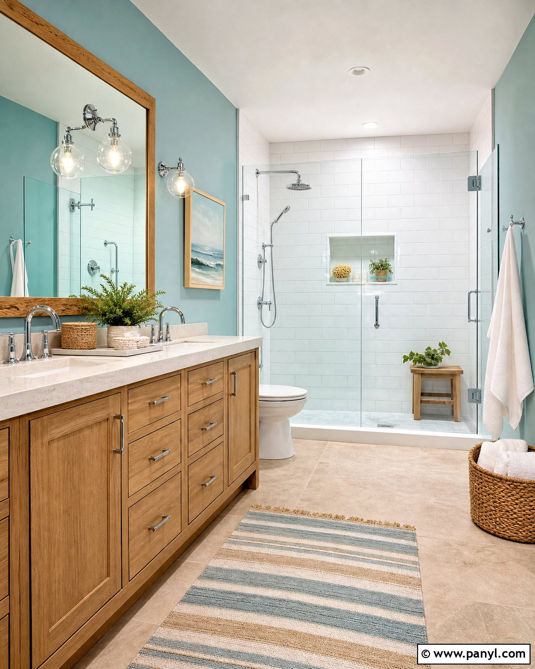 Blue Green Bathroom With Coastal Details - 20 green bathroom design ideas