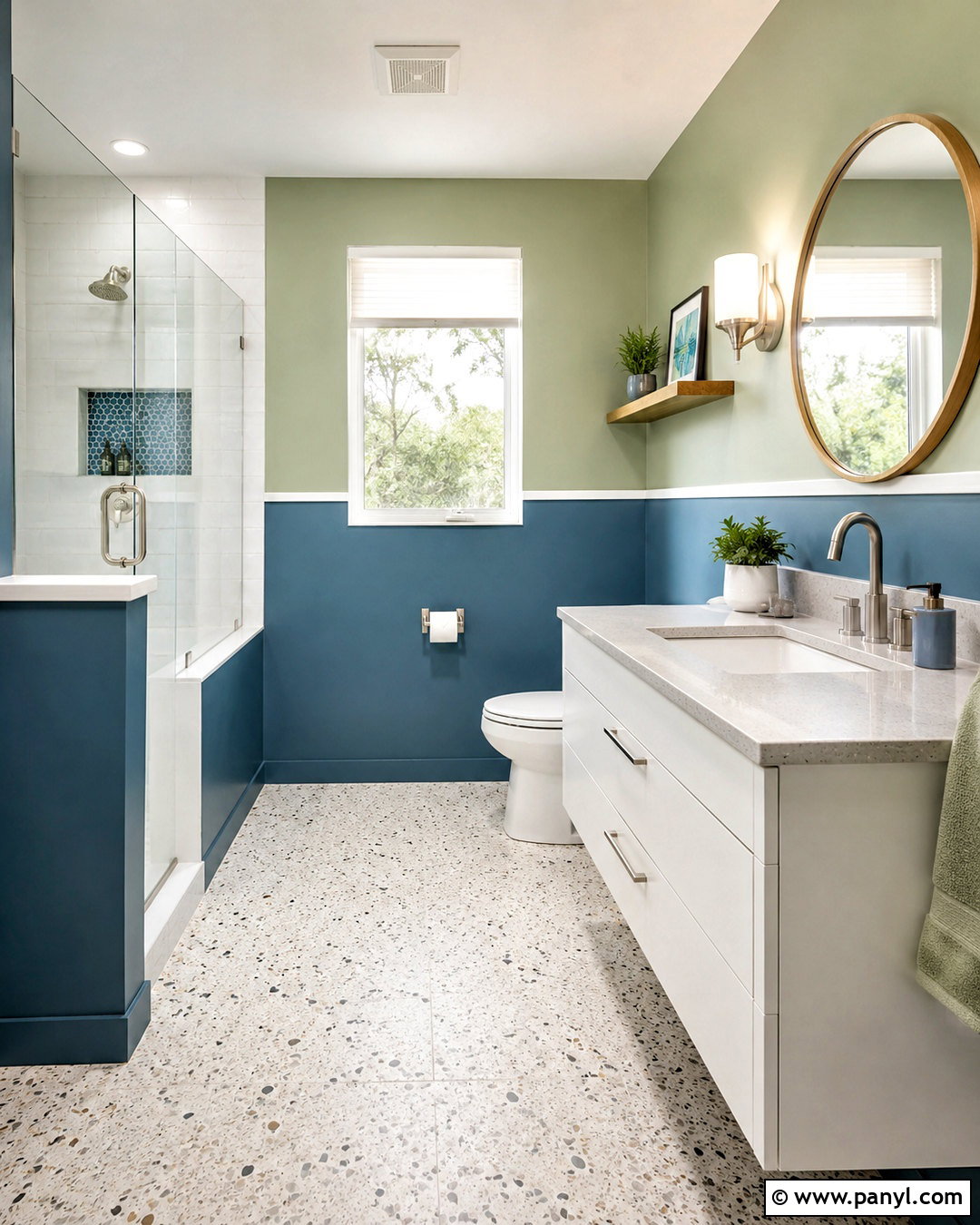 Blue Green Bathroom With Color Blocking - 20 blue green bathrooms