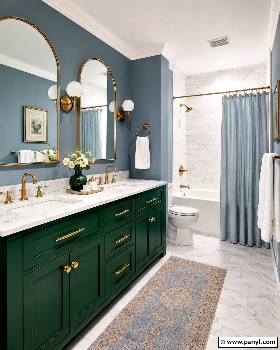 Blue Green Bathroom With Emerald Vanity - 20 blue green bathrooms