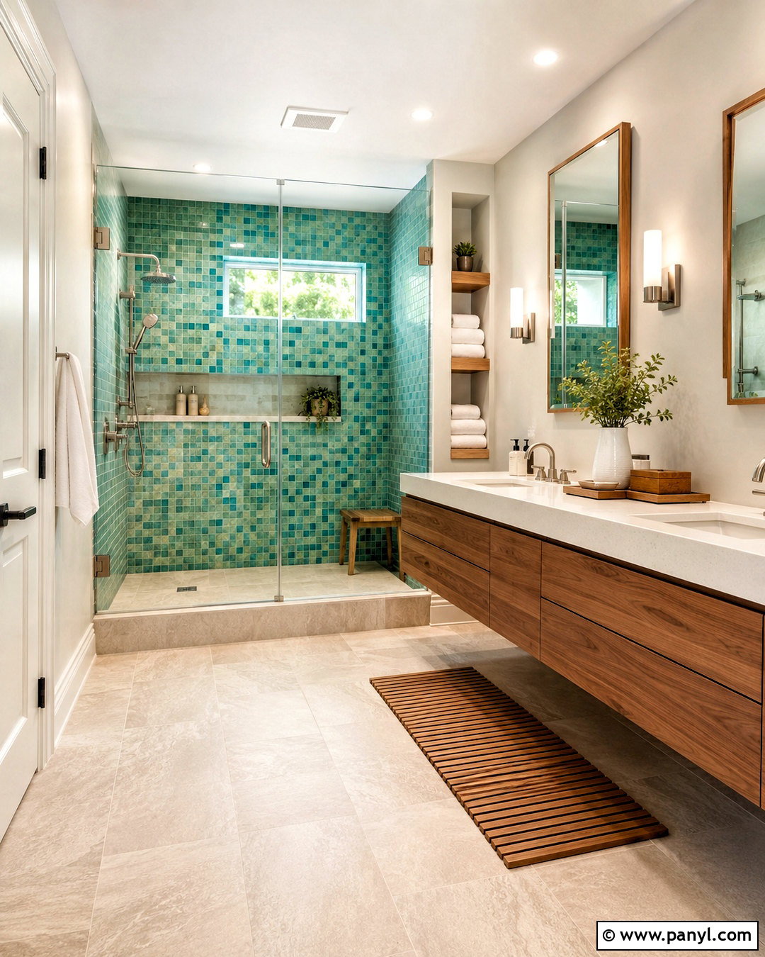 Blue Green Bathroom With Mosaic Tile - 20 blue green bathrooms