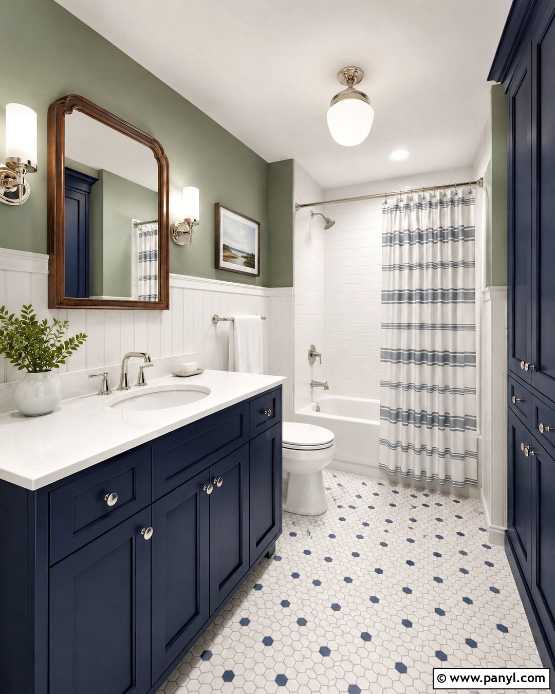 Blue Green Bathroom With Navy And Sage - 20 blue green bathrooms