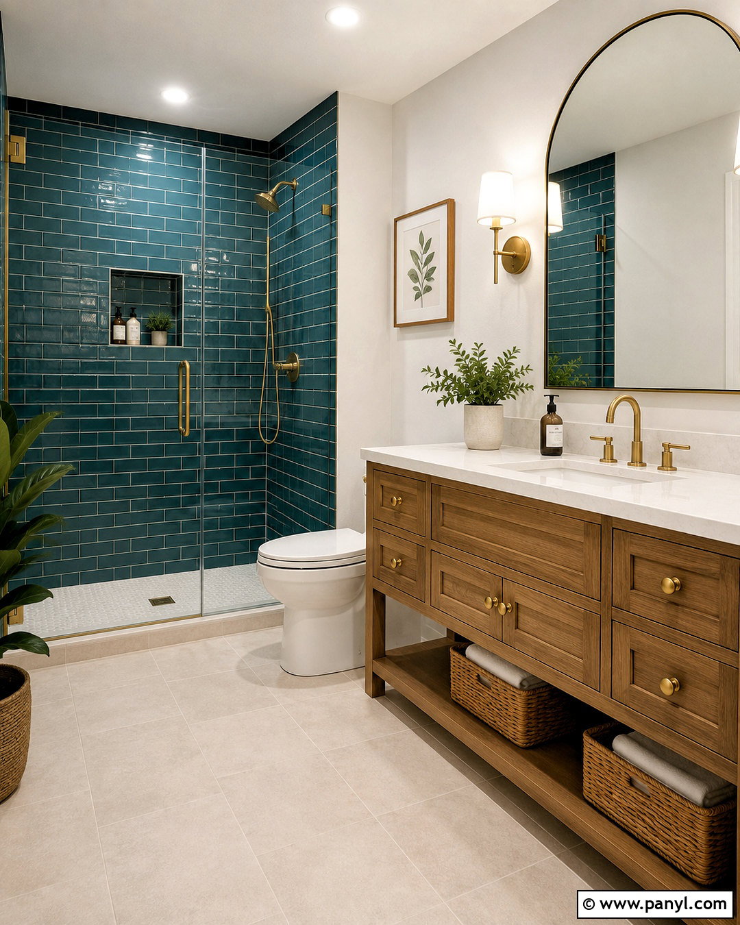 Blue Green Bathroom With Teal Subway Tile - 20 blue green bathrooms
