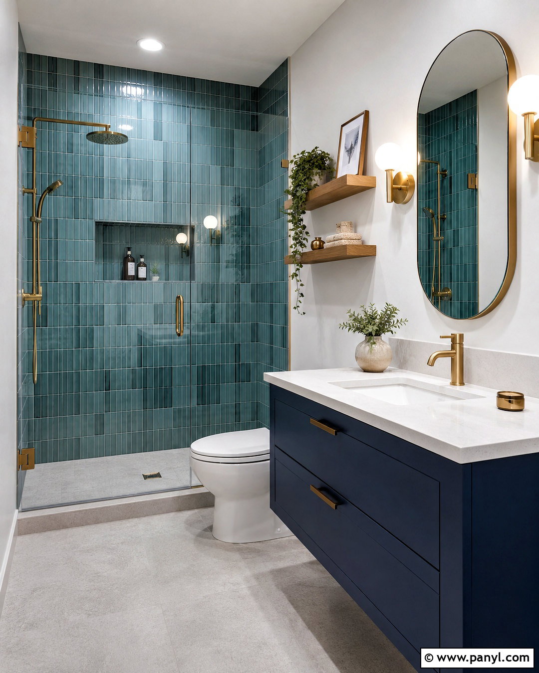 Blue Green Bathroom With Vertical Tile - 20 blue green bathrooms