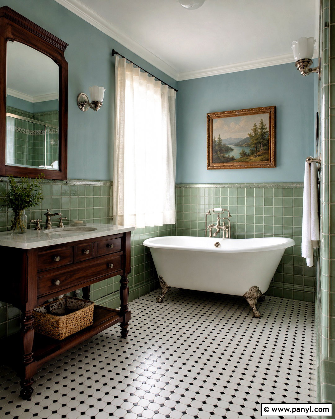 Blue Green Bathroom With Vintage Fixtures - 20 blue green bathrooms