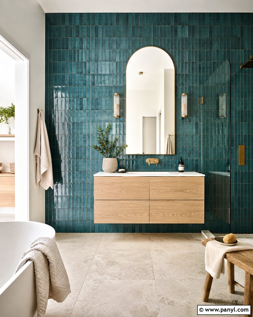 Blue Green Bathroom With Zellige Tile - 20 blue green bathrooms