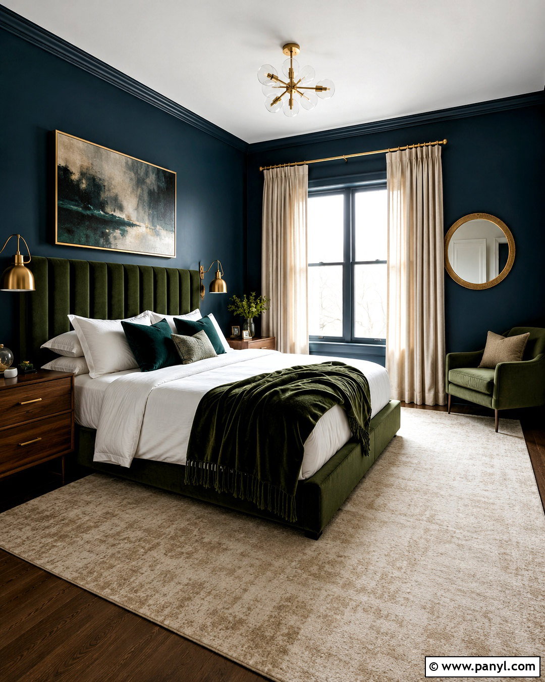 Blue Green Bedroom With Brass Accents - 20 blue green bedroom ideas