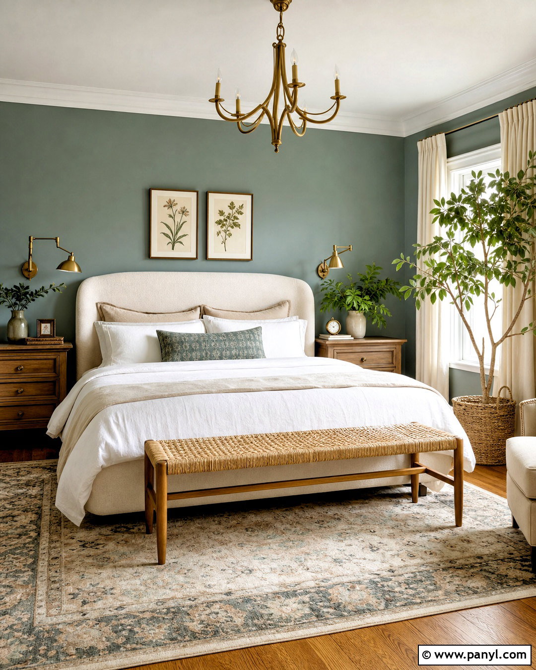 Blue Green Bedroom With Cream Bedding - 20 blue paint bedroom ideas
