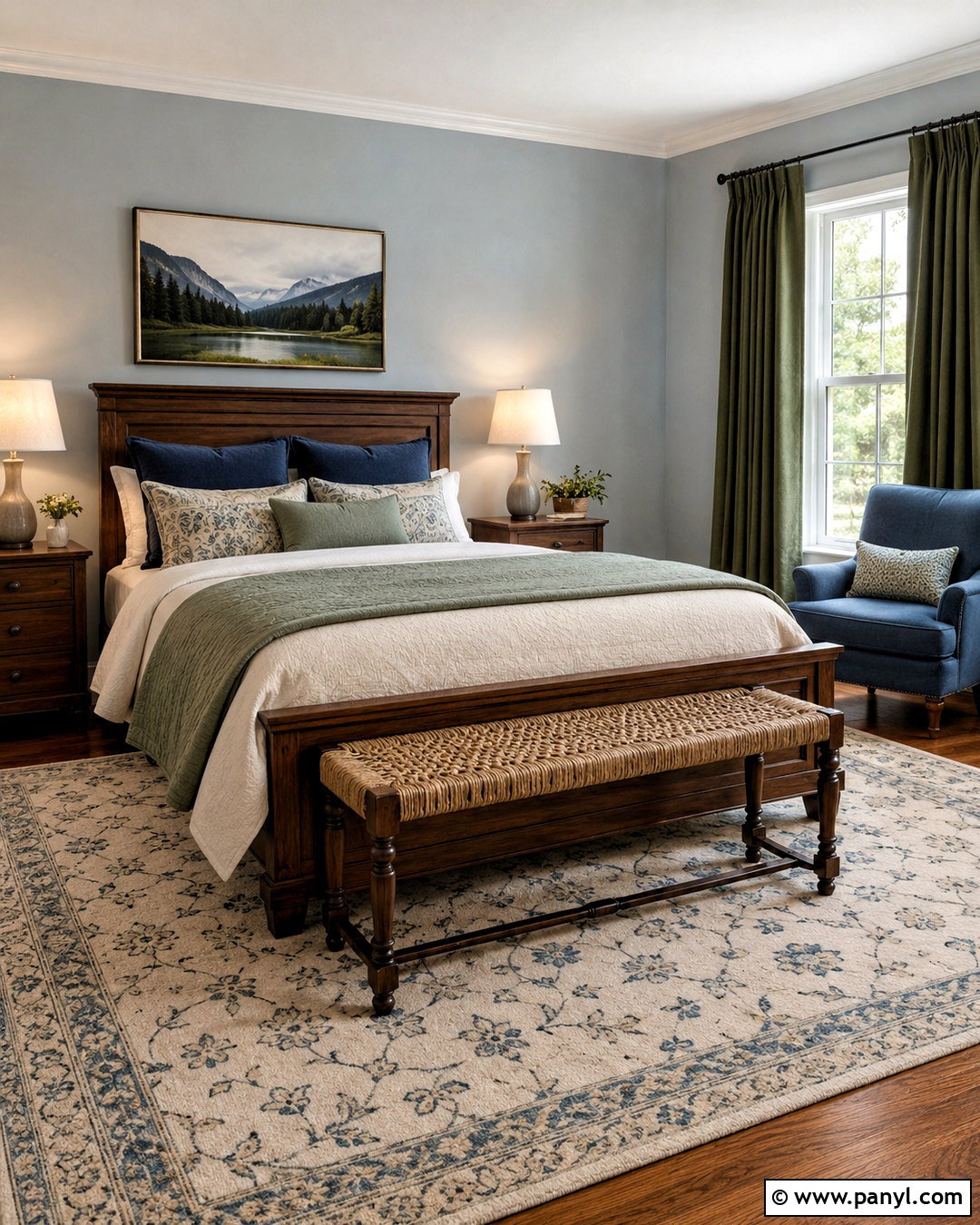 Blue Green Bedroom With Dark Wood - 20 blue green bedroom ideas