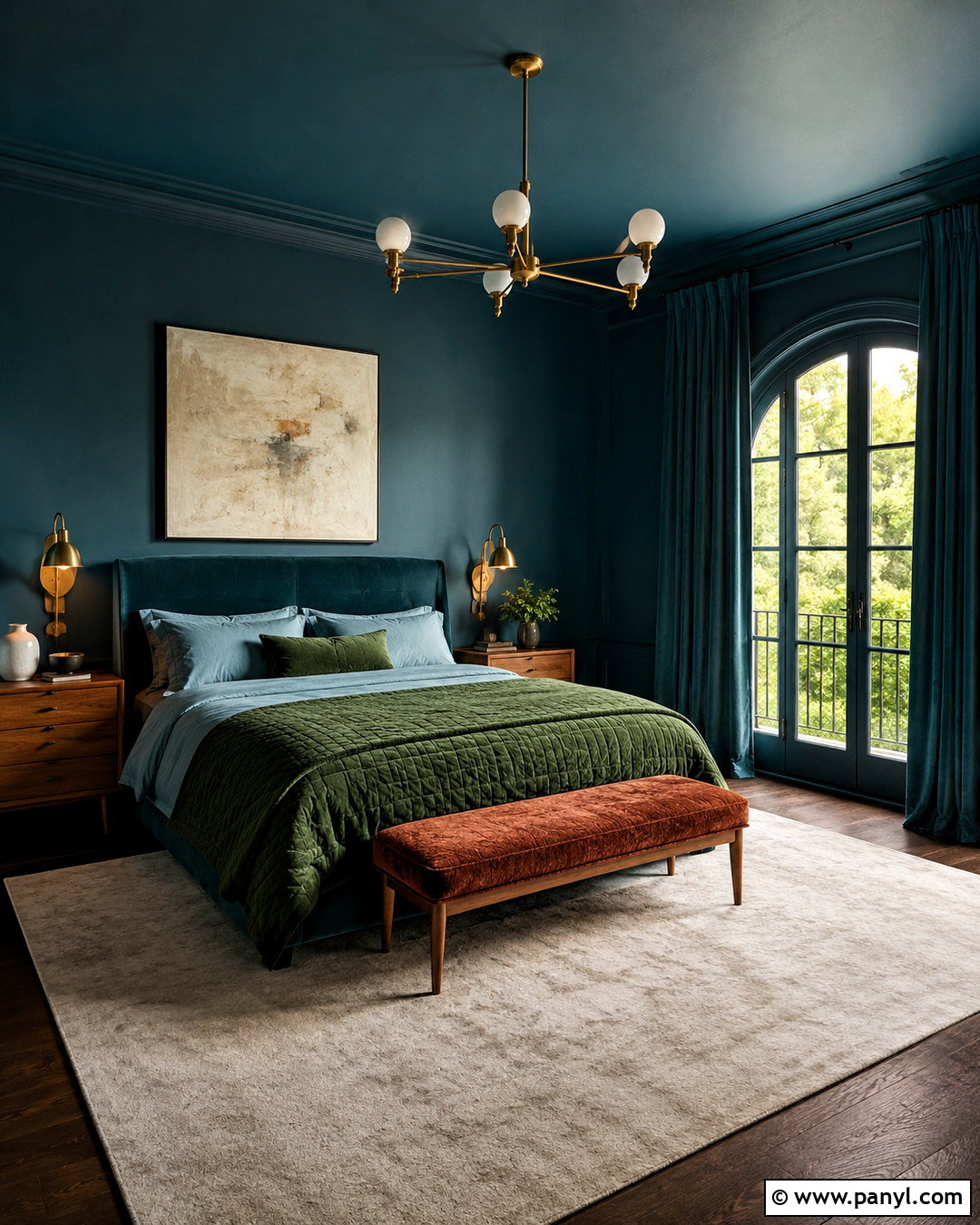 Blue Green Color Drenched Bedroom - 20 blue green bedroom ideas