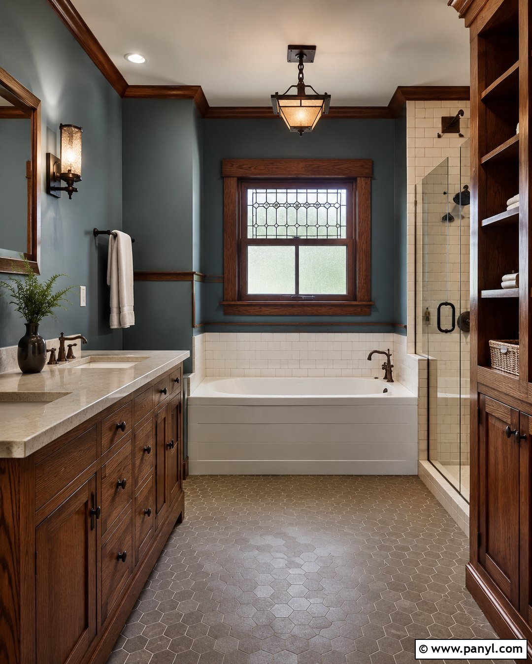 Blue Green Craftsman Bathroom - 20 Vintage Bathroom With Green Walls