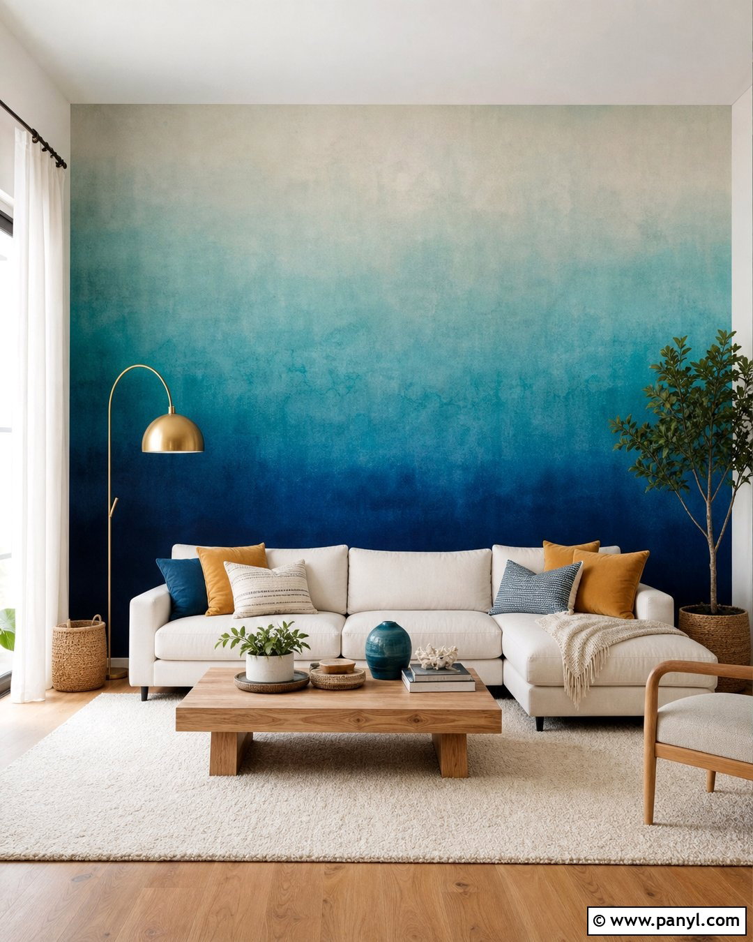 Blue Green Gradient Living Room Wall - 35 royal paint wall design for living room ideas