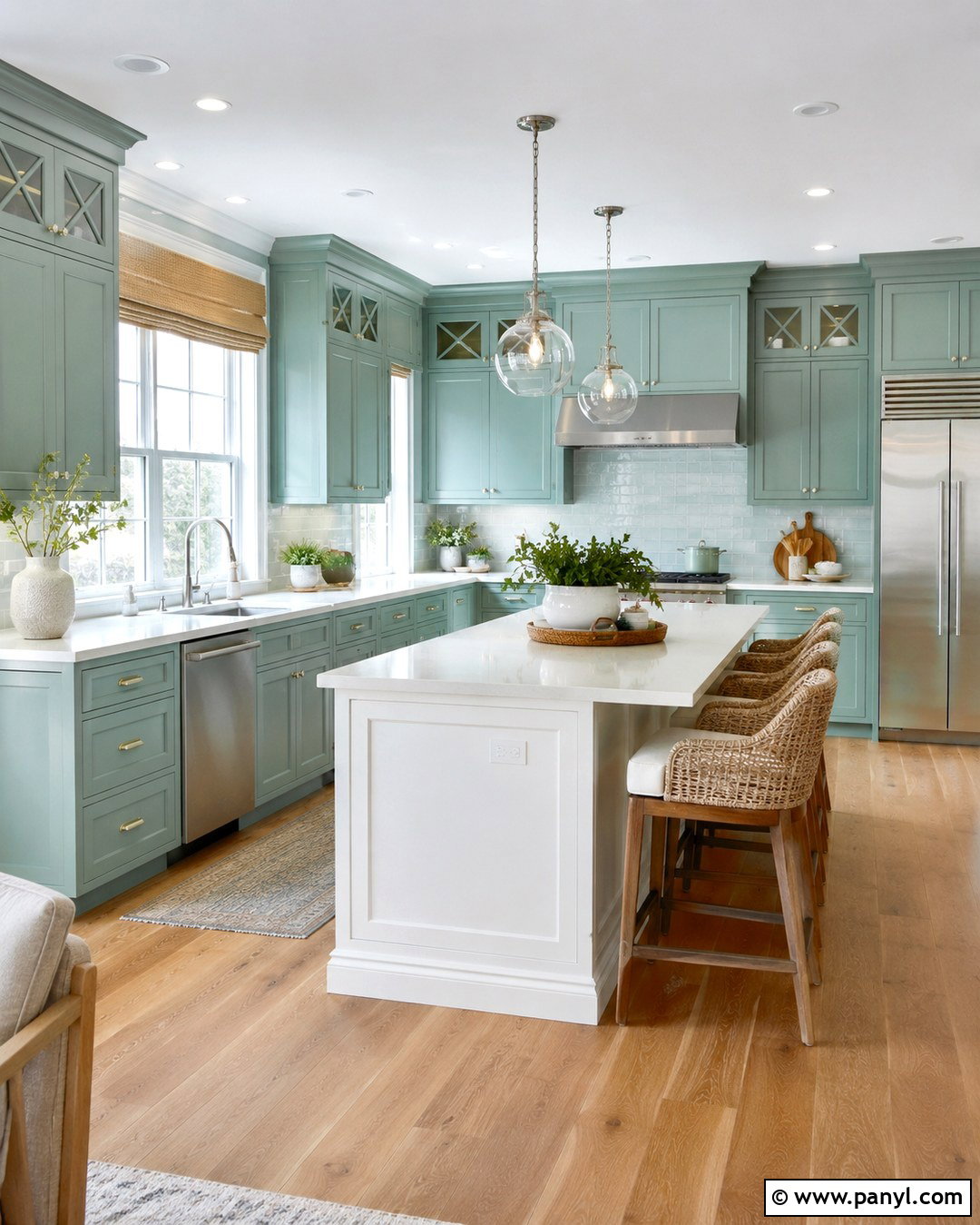 Blue Green Kitchen Walls With White Inset Cabinets - 20 Green Walls With White Cabinets