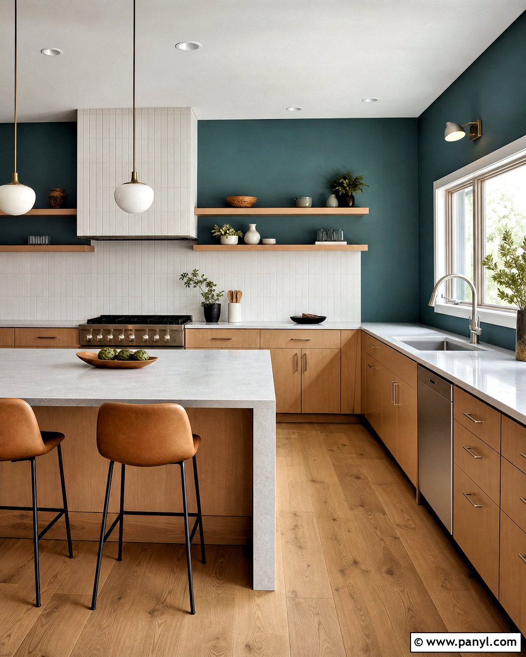Blue Green Kitchen Walls With White Oak Cabinets - 20 green paint kitchen walls