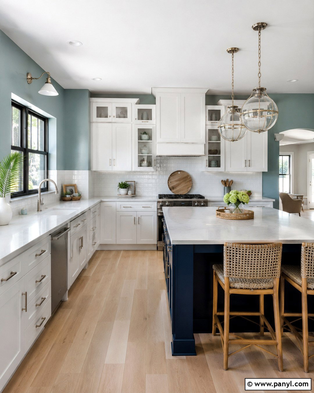 Blue Green Kitchen Walls - 20 Best Green Color For Kitchen Walls