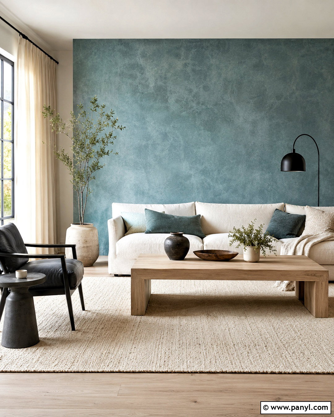 Blue Green Limewash Accent Wall - 20 cool tone accent wall ideas