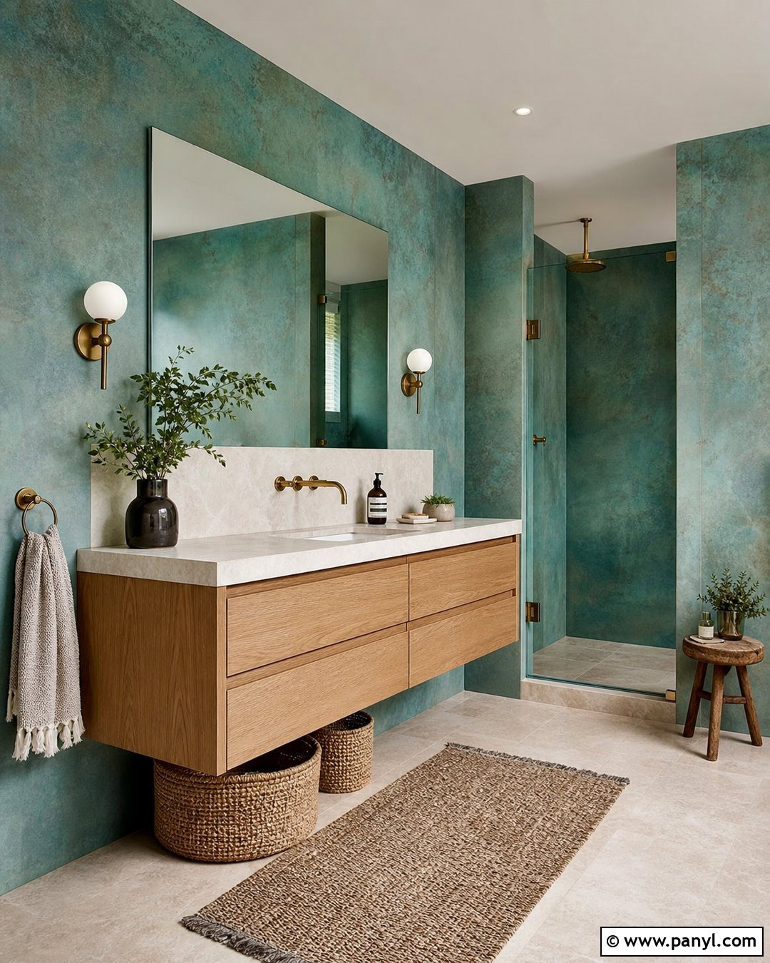 Blue Green Patina Wall - 35 patina wall ideas