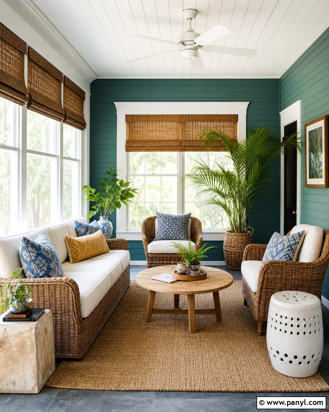 Blue Green Sunroom - 30 blue walls room ideas