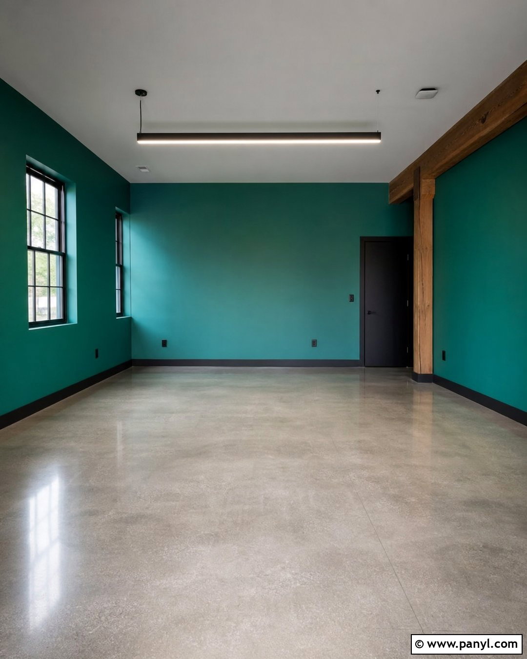 Blue Green Walls With Gray Concrete Floors - 20 Empty Room With Green Walls