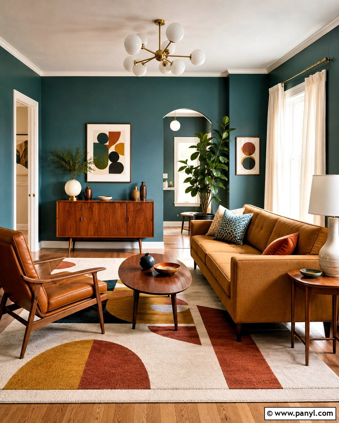 Blue Green Walls With Midcentury Furniture - 20 living room with green walls
