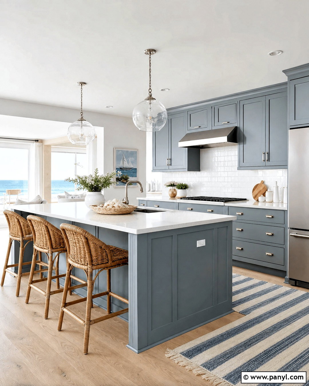 Blue Grey Coastal Kitchen - 20 grey kitchen inspiration ideas
