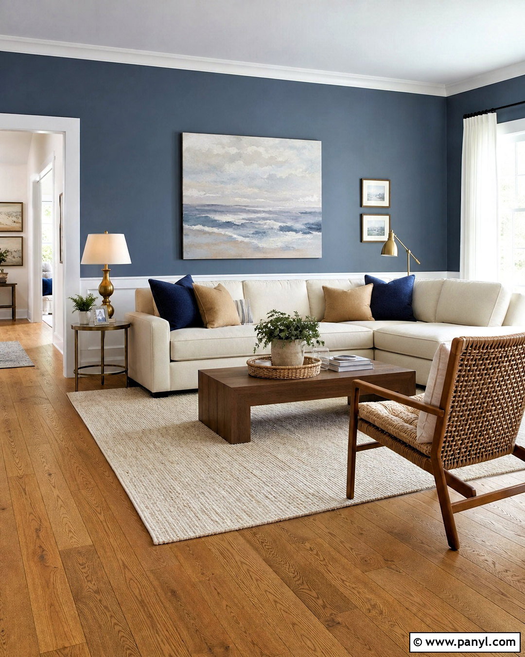 Blue Grey Feature Wall - 20 grey feature wall living room ideas