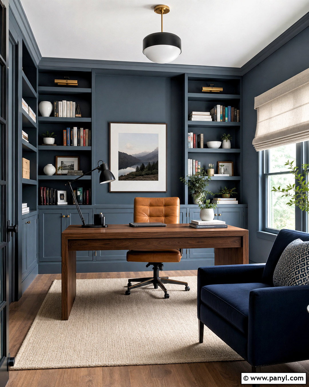 Blue Grey Home Office - 20 grey interior paint ideas