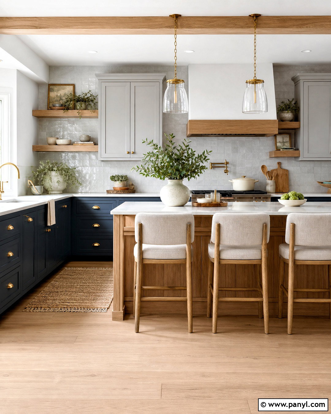 Blue Grey Kitchen With Natural Wood - 20 grey and blue kitchen ideas