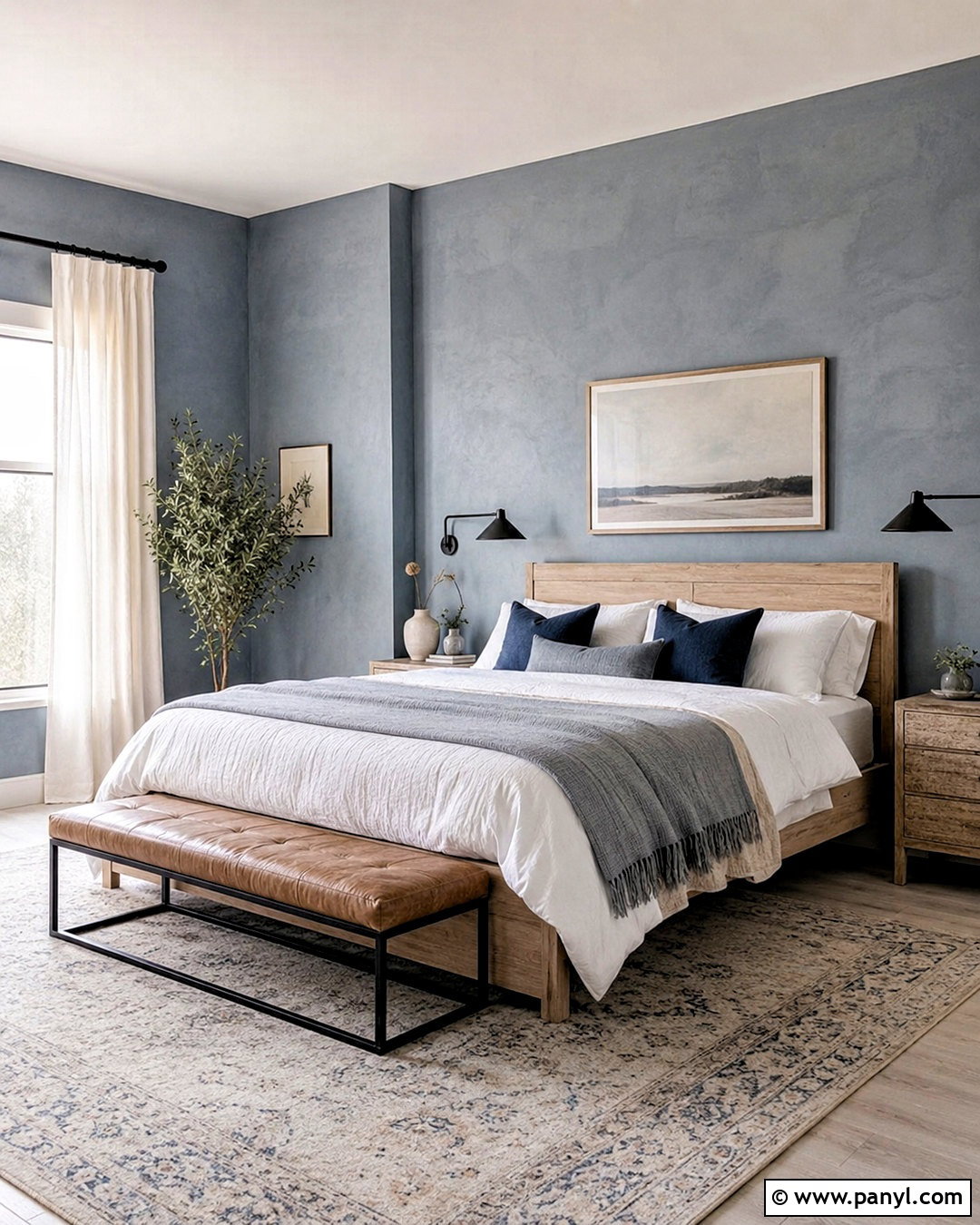 Blue Grey Limewash Bedroom - 40 Grey Limewash Walls