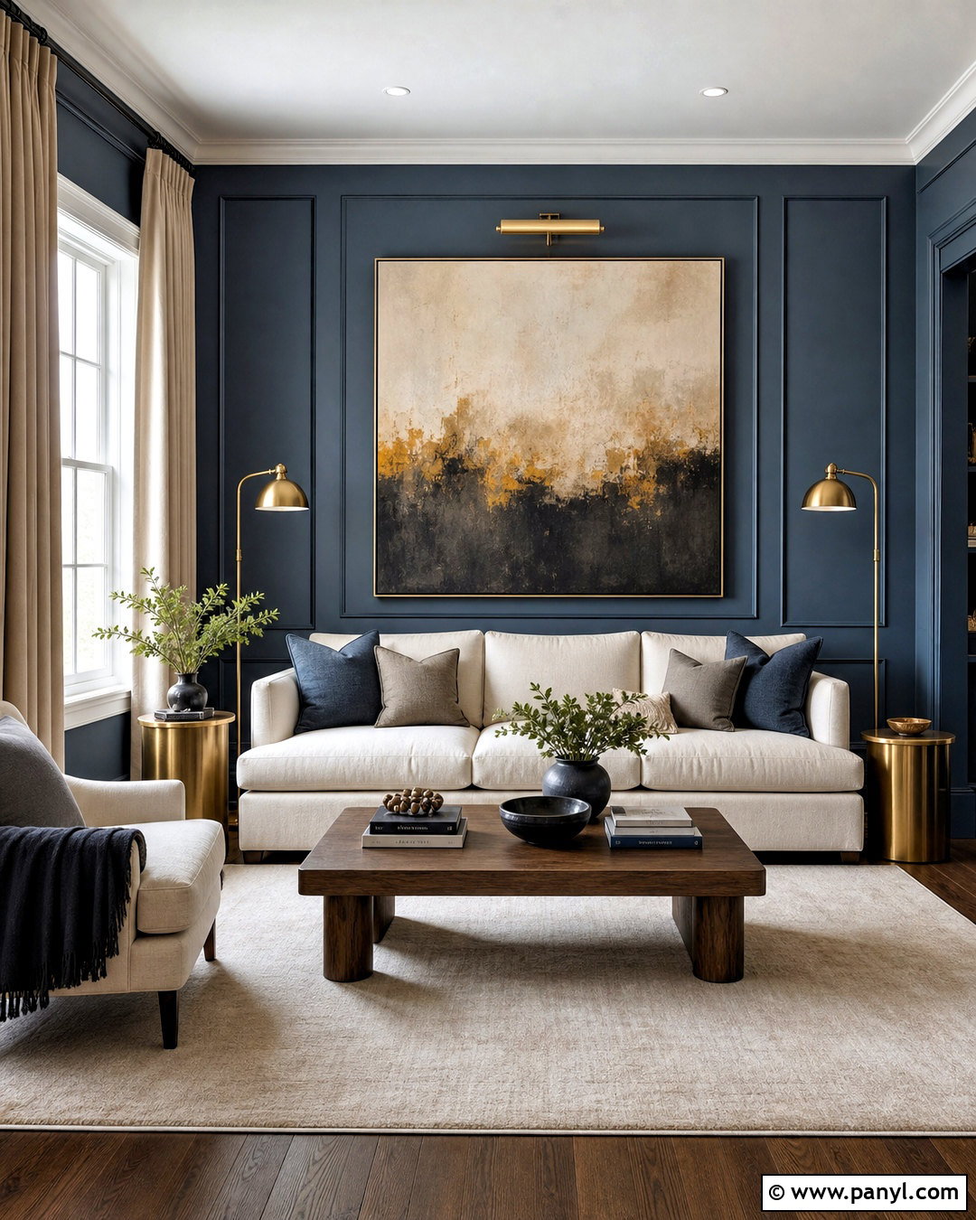 Blue Grey Living Room Walls With Brass Accents - 20 blue grey living room walls