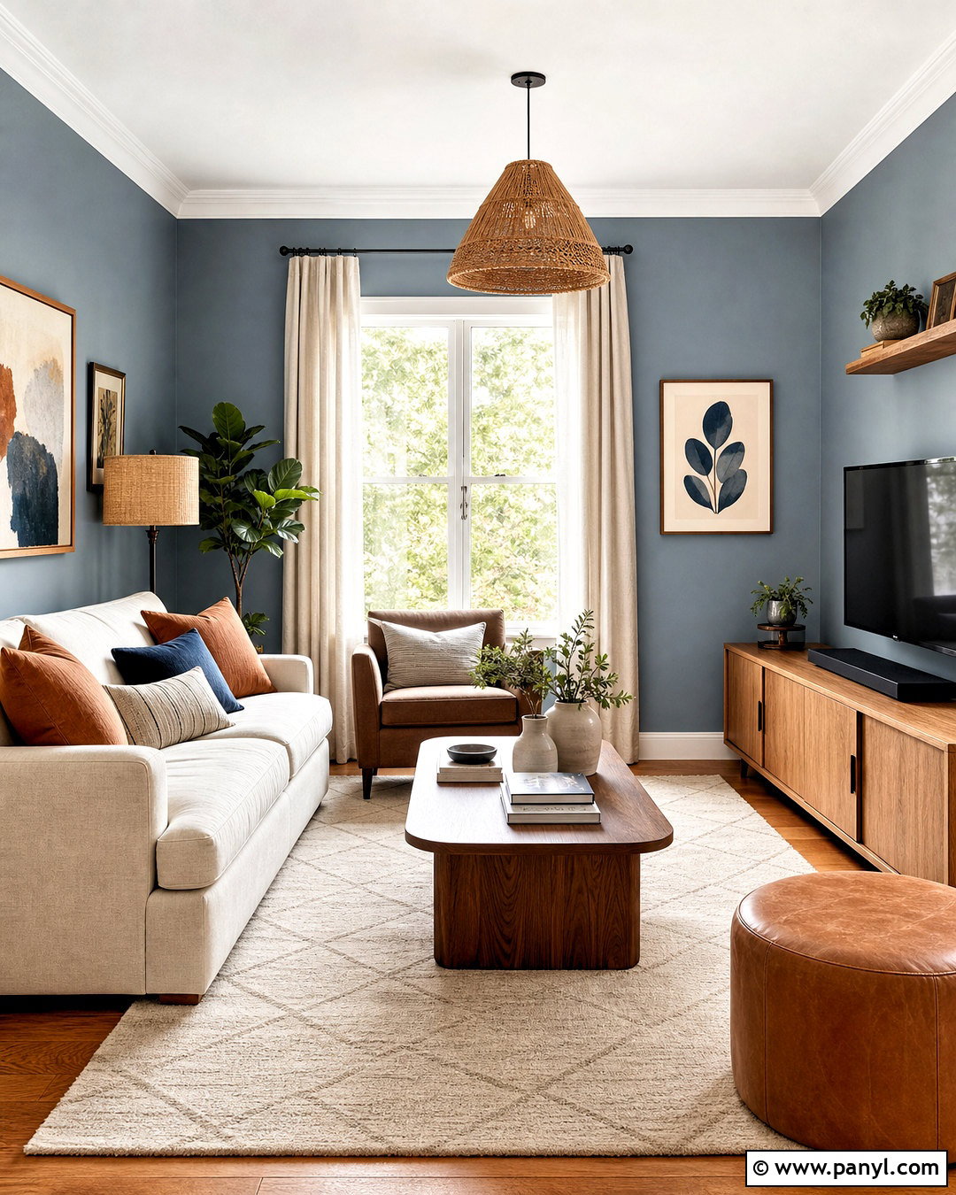 Blue Grey Living Room Walls With Warm Wood - 20 blue grey living room walls