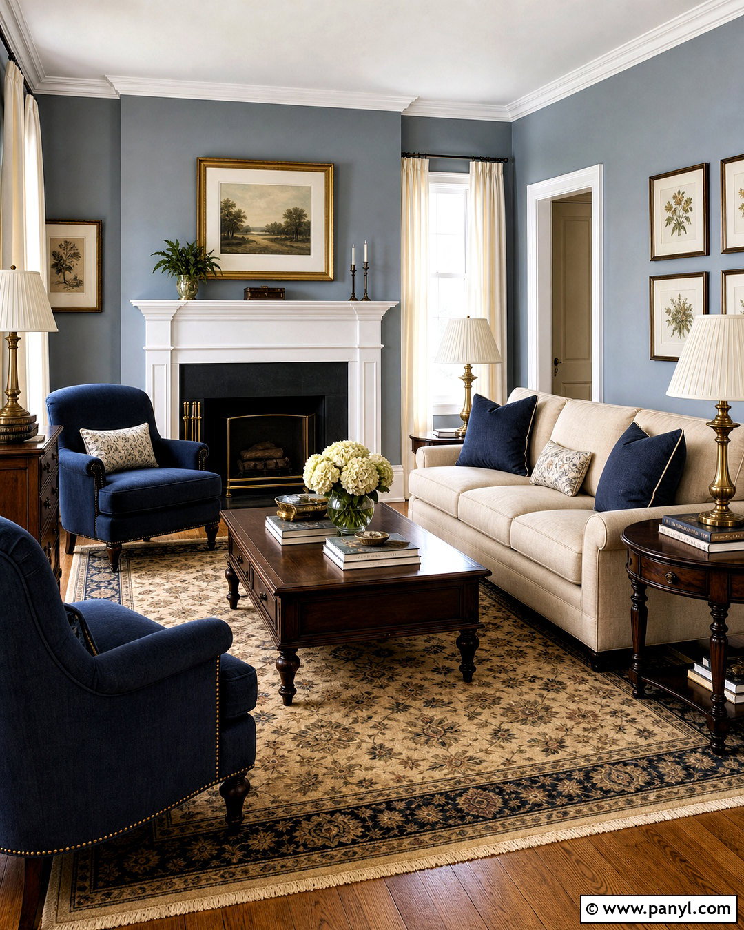Blue Grey Living Room With Classic Furniture - 20 grey paint living room ideas